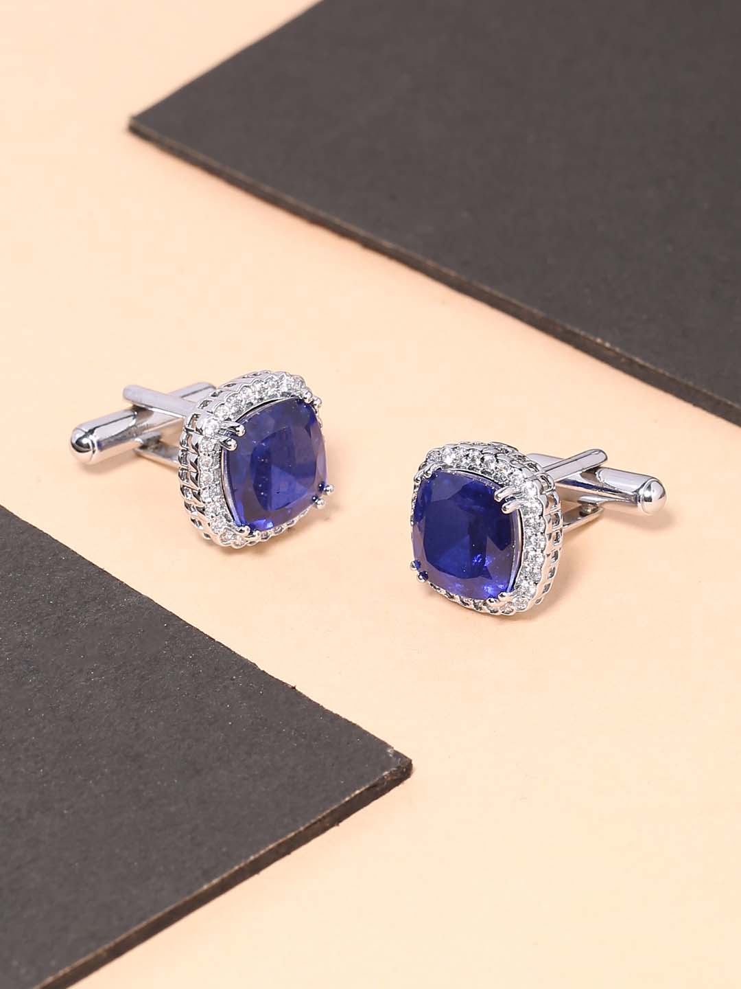 Classic Colored Stones Bullet Back Cufflink