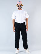 black matty linen non lycra mens cargo pants