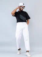 white baggy fit chinos cotten cargo pants