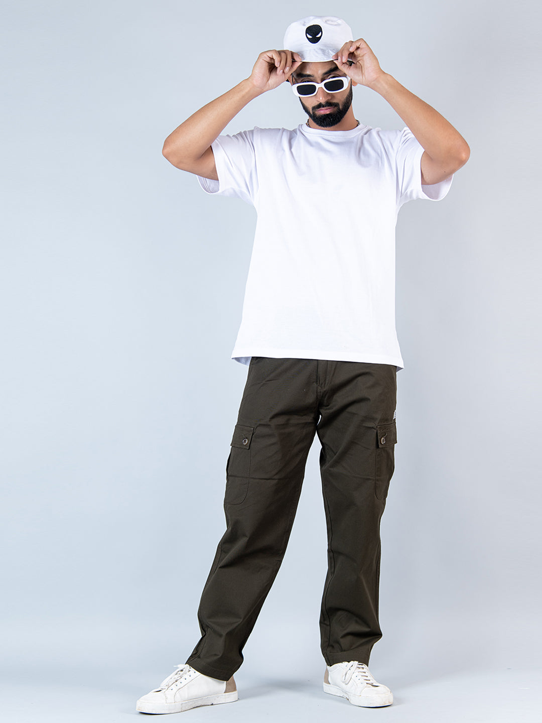 dark olive green baggy fit chinos cotton cargo pants