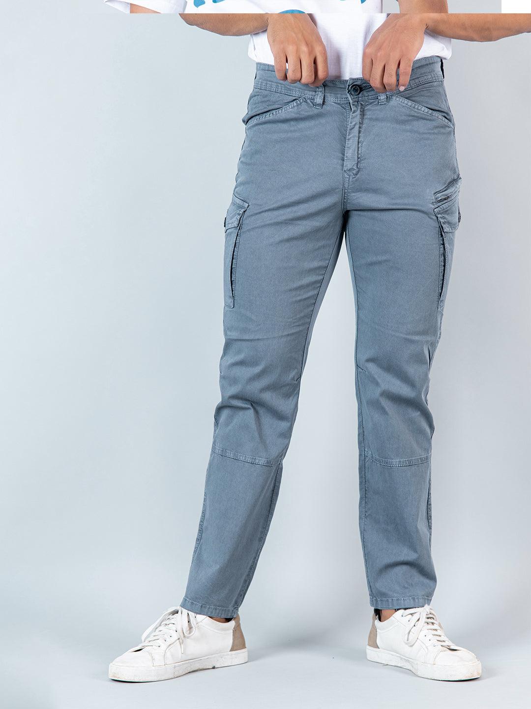 Buy Men's Stark Pastel Ash Grey Cargo Pant Online | SNITCH