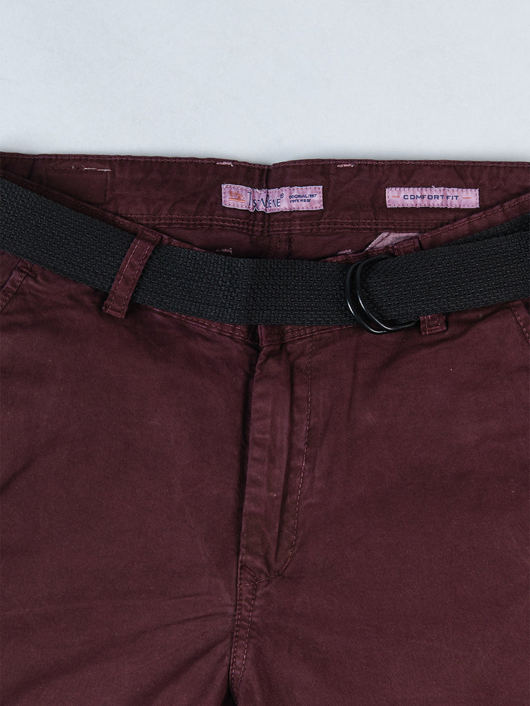 Ruby Wine Gap Twill Cotton Cargo Pants - Tistabene