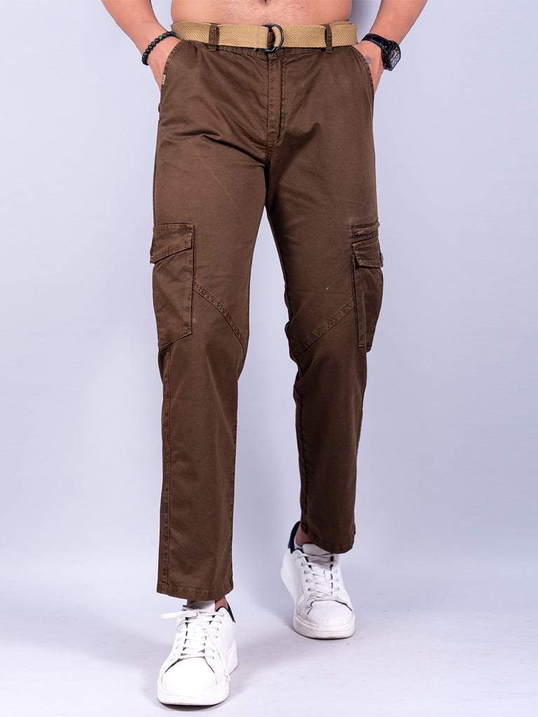 Brown Gap Twill Cotton Cargo Pants - Tistabene