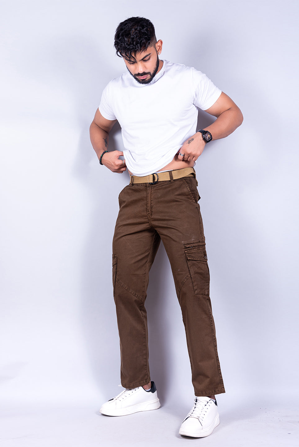 brown gap twill cotton cargo pants