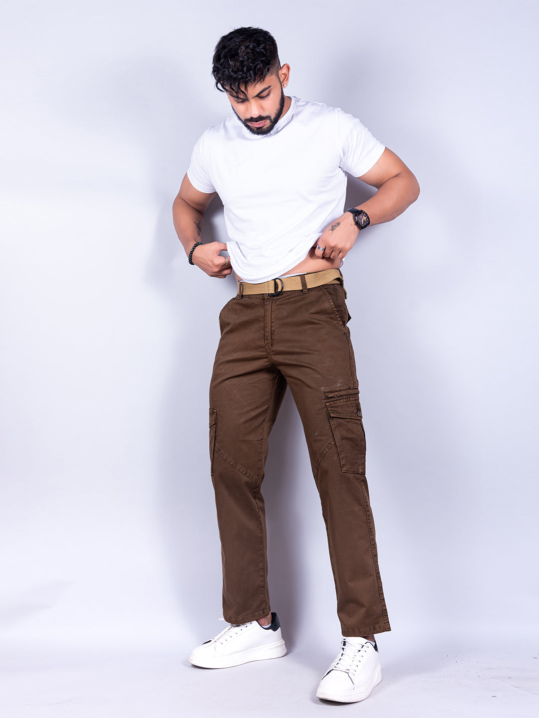 brown gap twill cotton cargo pants