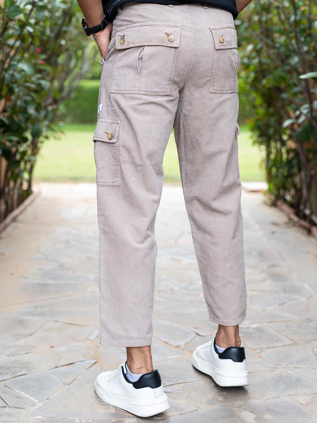 classic camel brown baggy fit corduroy cargo pants