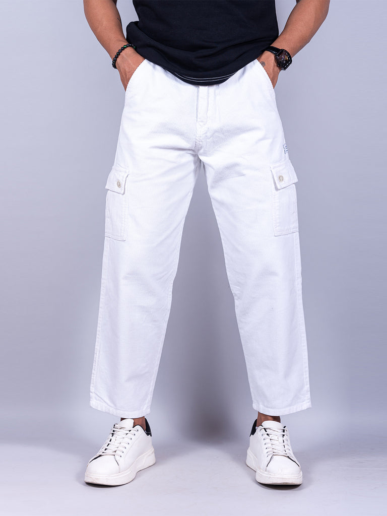 Midnight White Baggy Fit Codrouy Cargo Pants - Tistabene