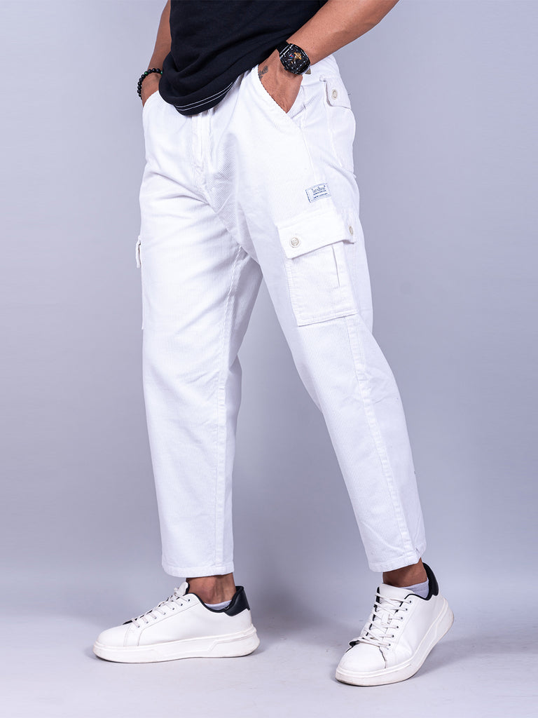 Midnight White Baggy Fit Codrouy Cargo Pants - Tistabene
