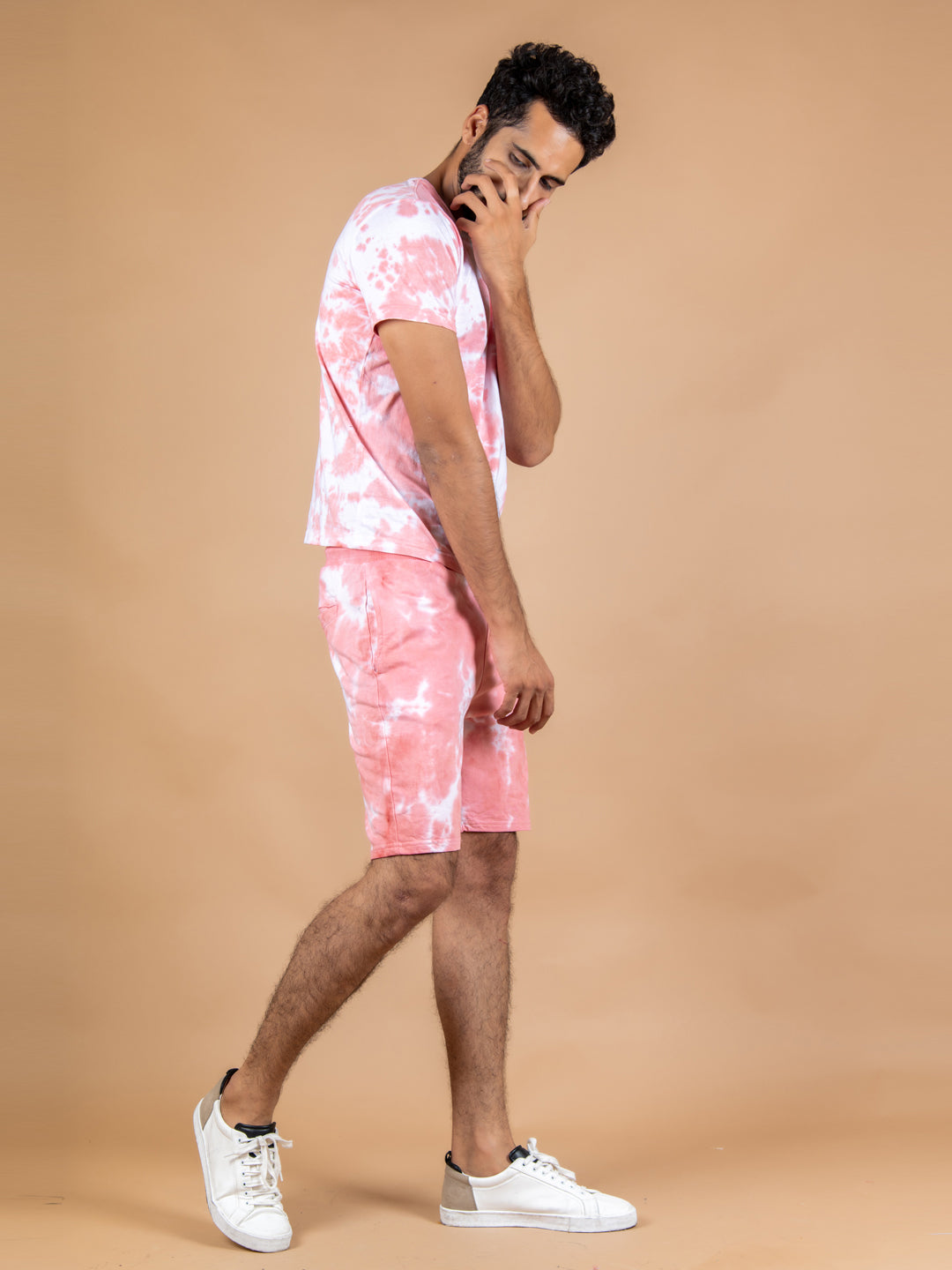 Peach Tie and Dye T-shirt and Shorts