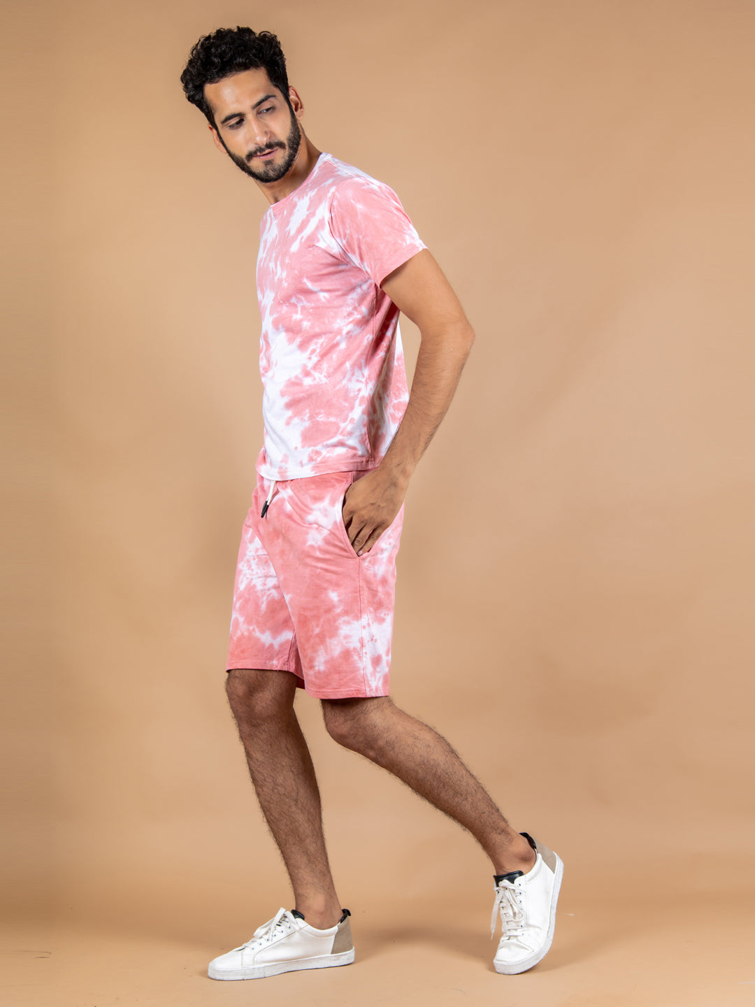 Peach Tie and Dye T-shirt and Shorts
