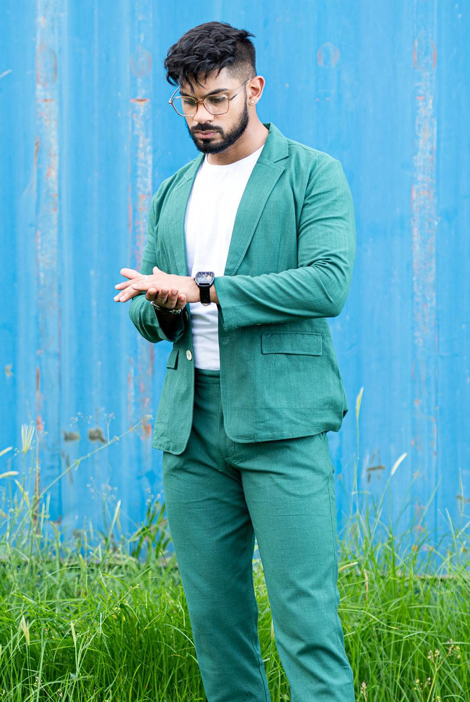 Green Linen Suit - Tistabene