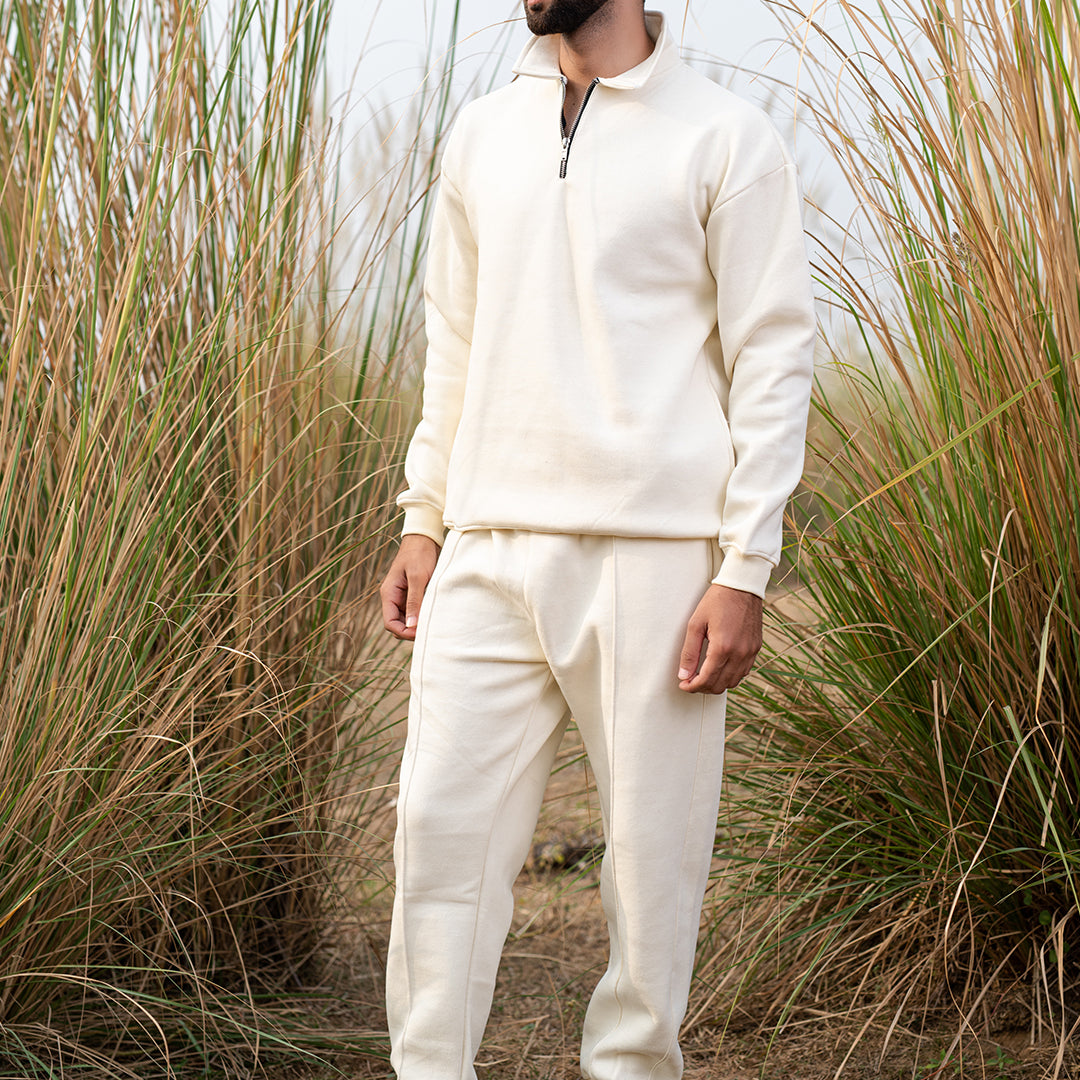 Off White Sweatshirt With Jogger Co-ord Set