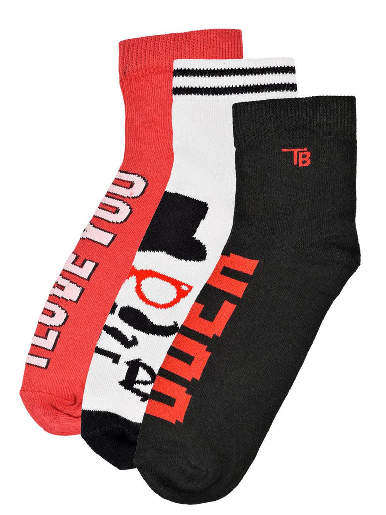 Multi Printed Ankle Length Unisex Socks Combo Pack of 3 - Tistabene