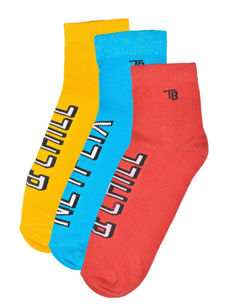 Multi Printed Ankle Length Unisex Socks Combo Pack of 3 - Tistabene