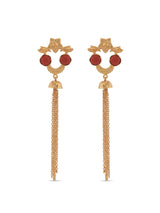 Indo Western Colored Stone and Chains Golden Dangler Earring