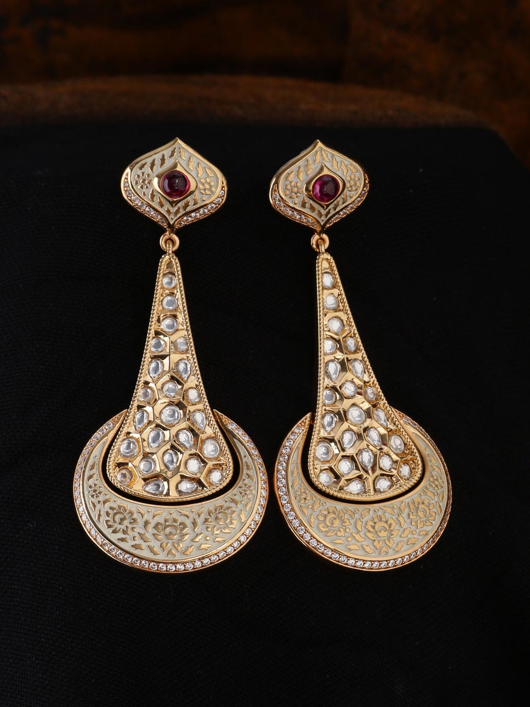 Floral Enamelled Dangler Earring