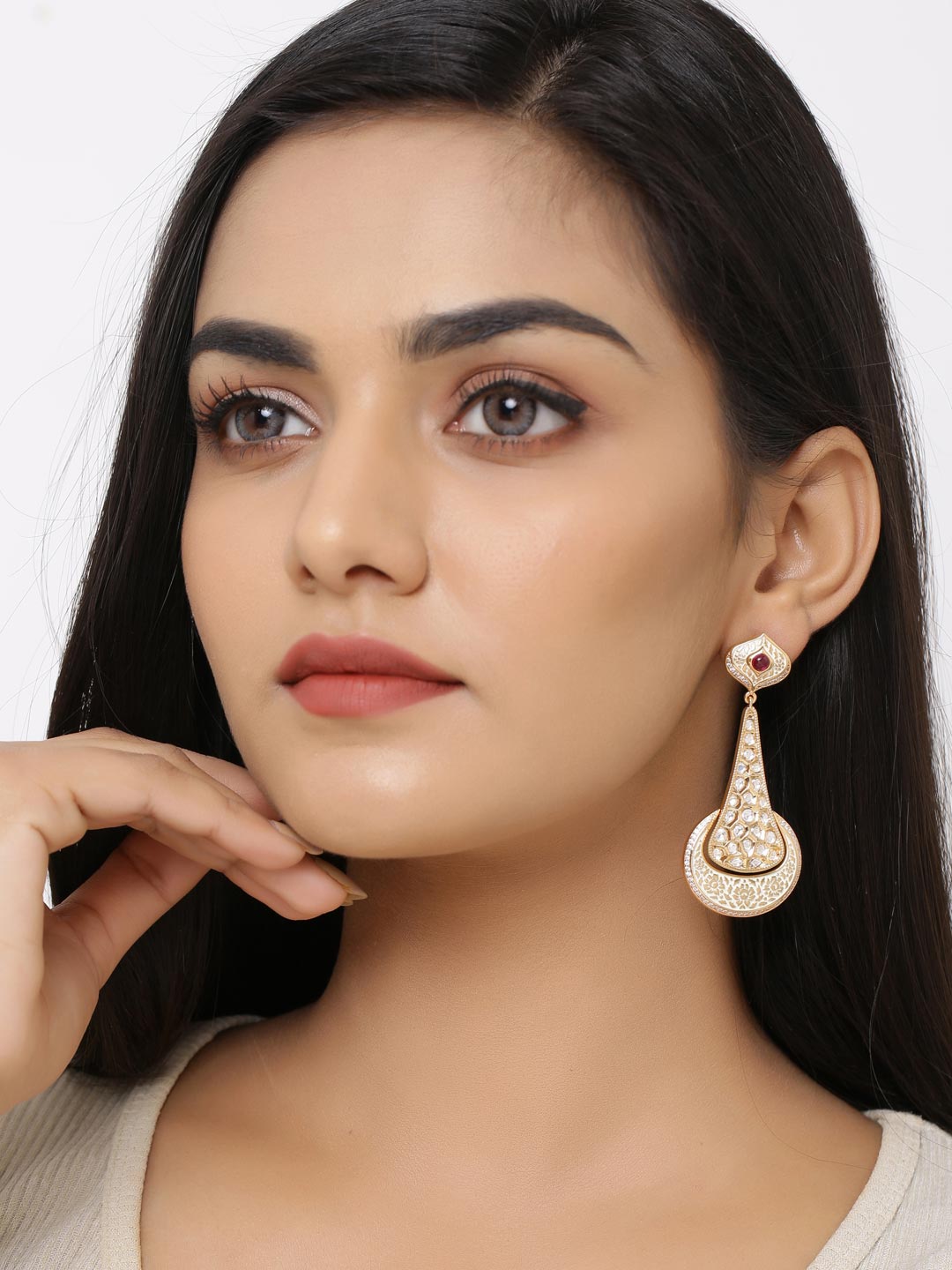 Floral Enamelled Dangler Earring