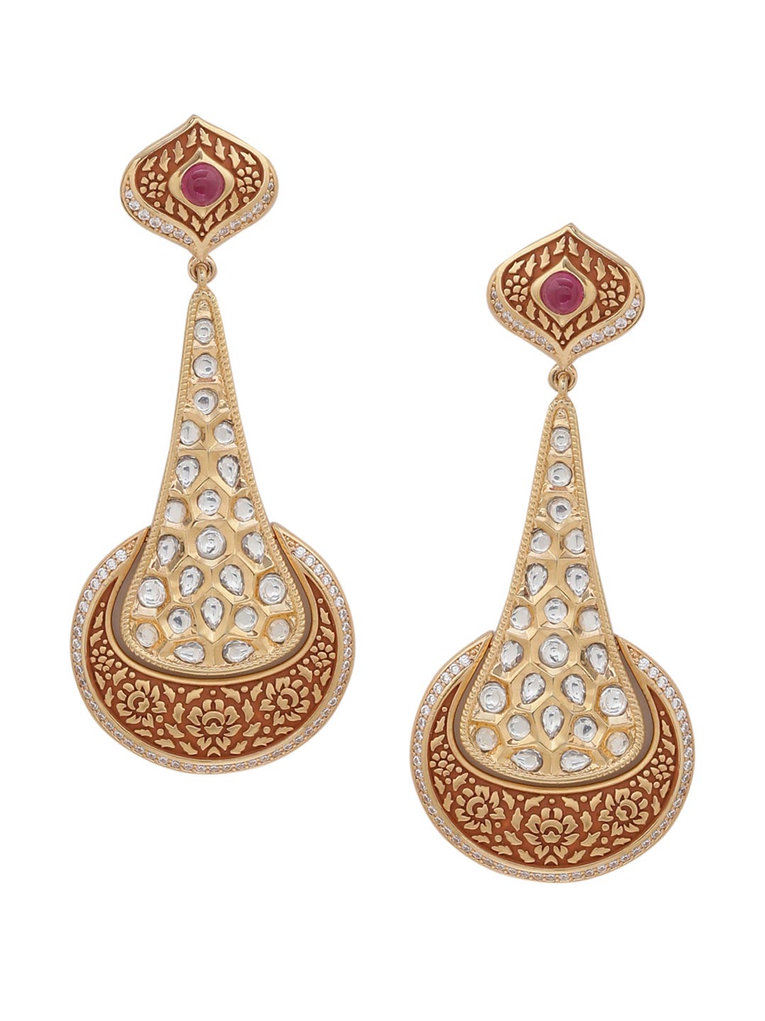 Floral Enamelled Dangler Earring