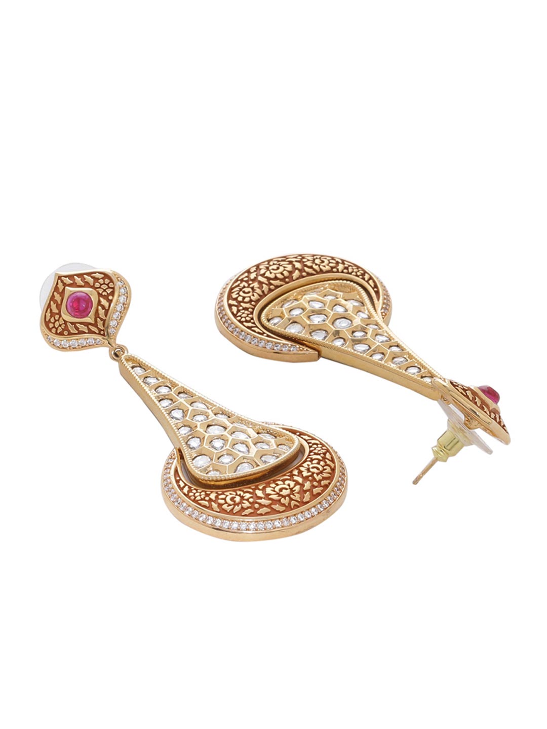 Floral Enamelled Dangler Earring