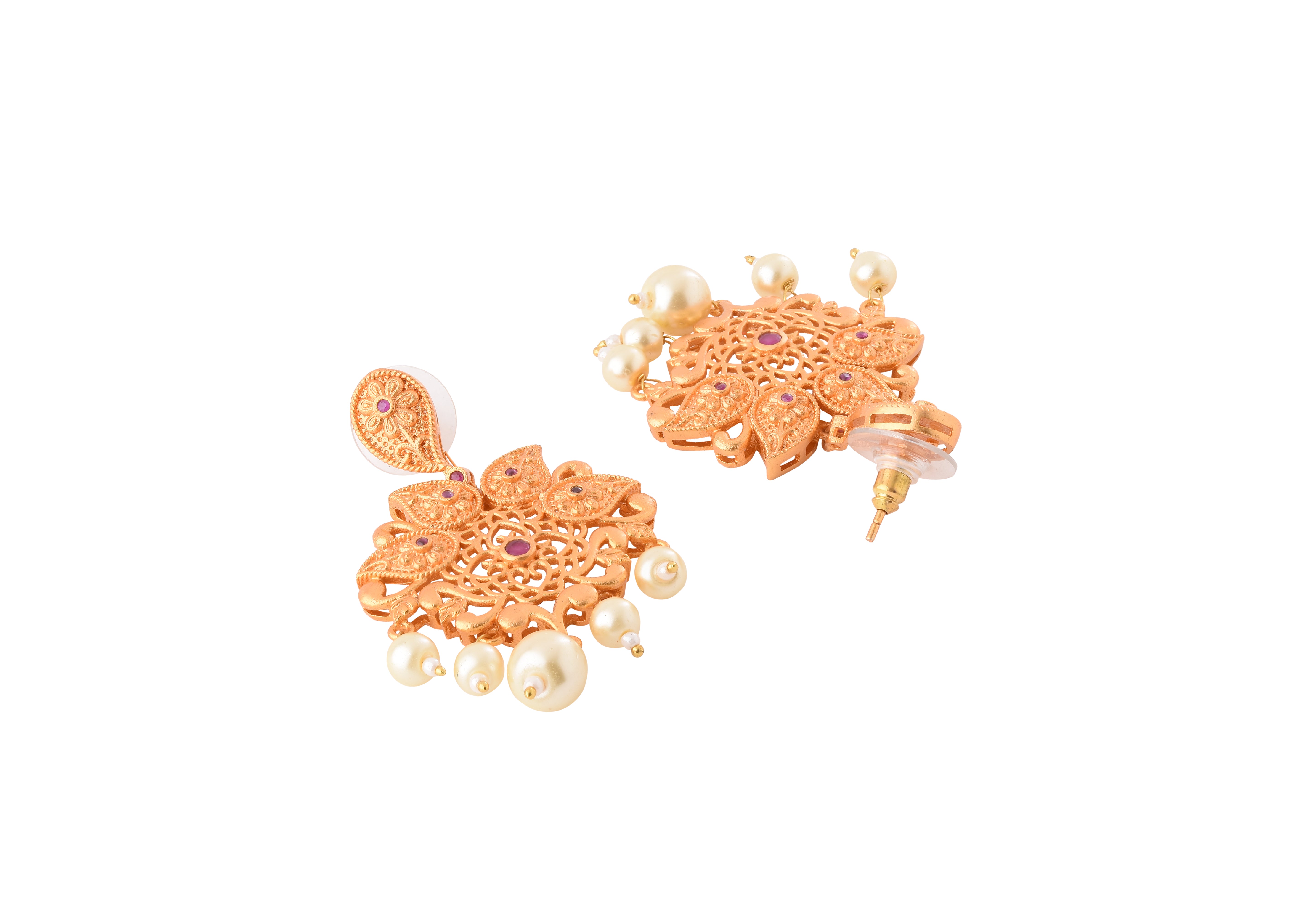 Floral Gold Plated Dangler Earring