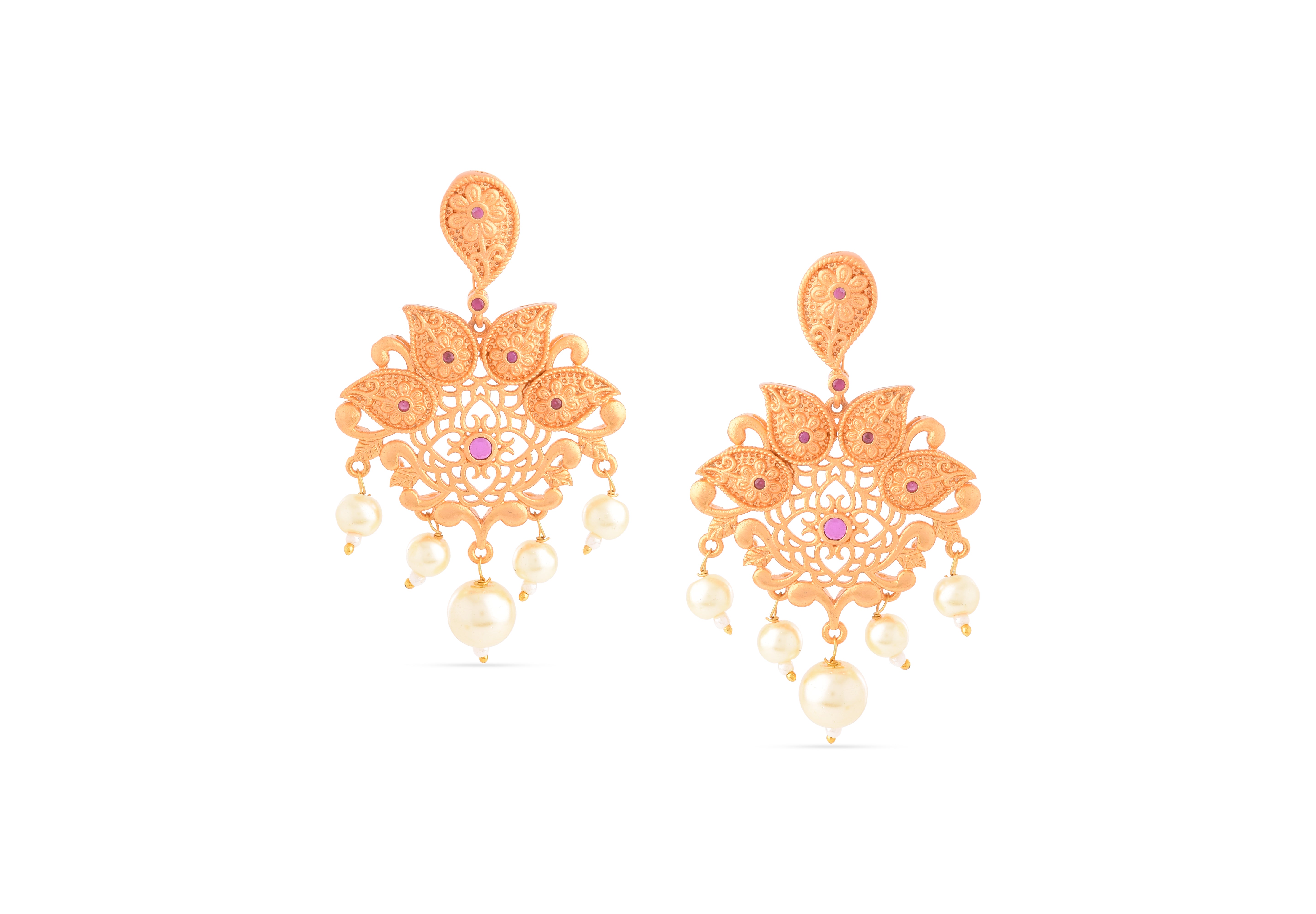 Floral Gold Plated Dangler Earring