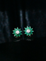 Floral Colored Stone Stud Earring