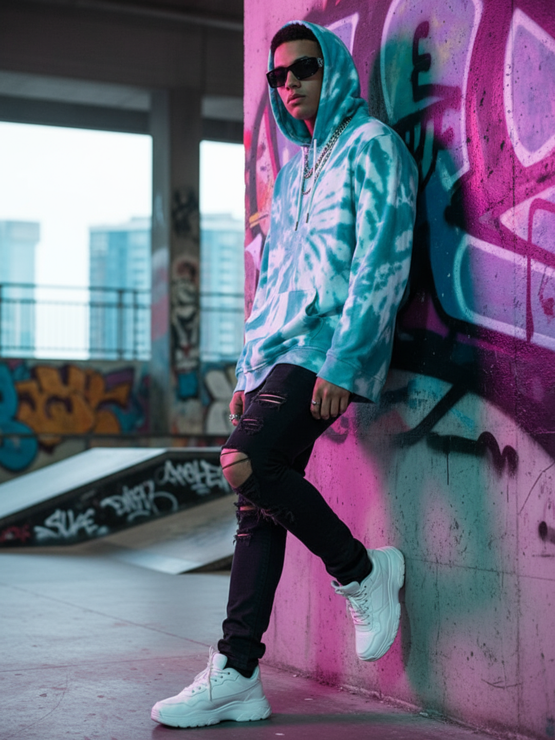 Sea Green Tie and Dye Hoodie