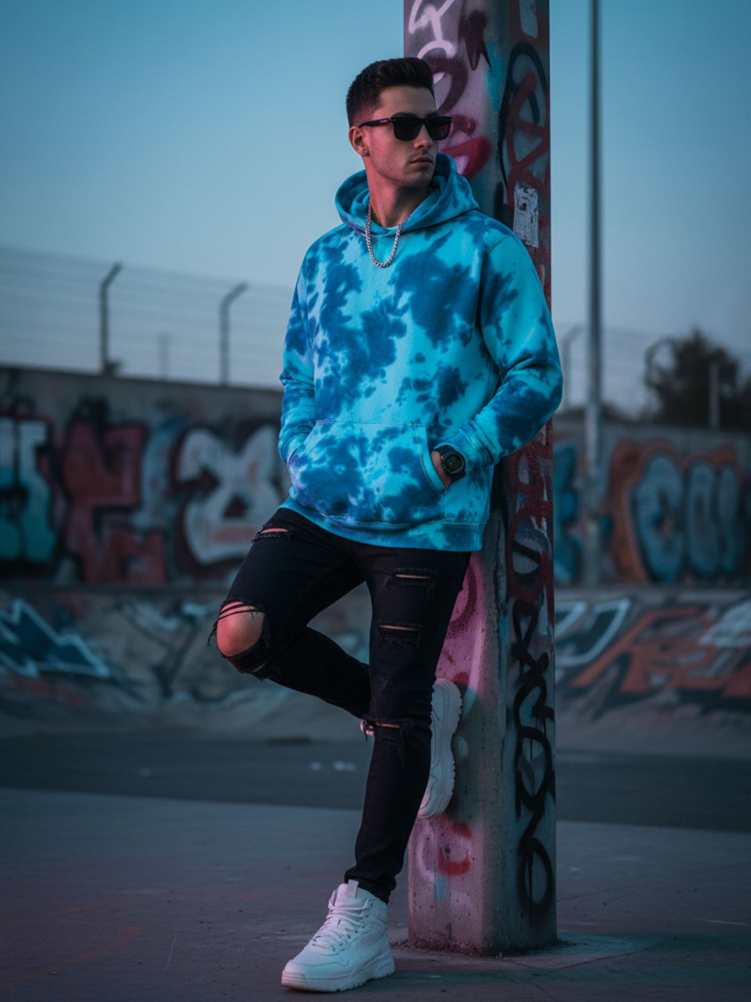 Blue Tie-Dye Hoodie