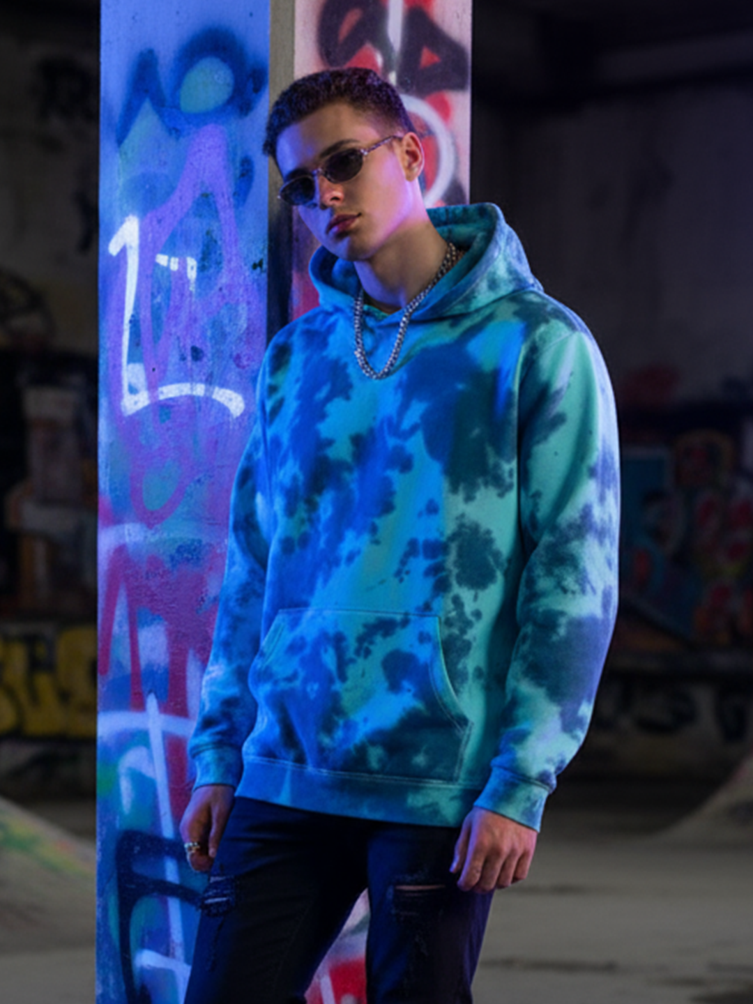 Blue Tie-Dye Hoodie