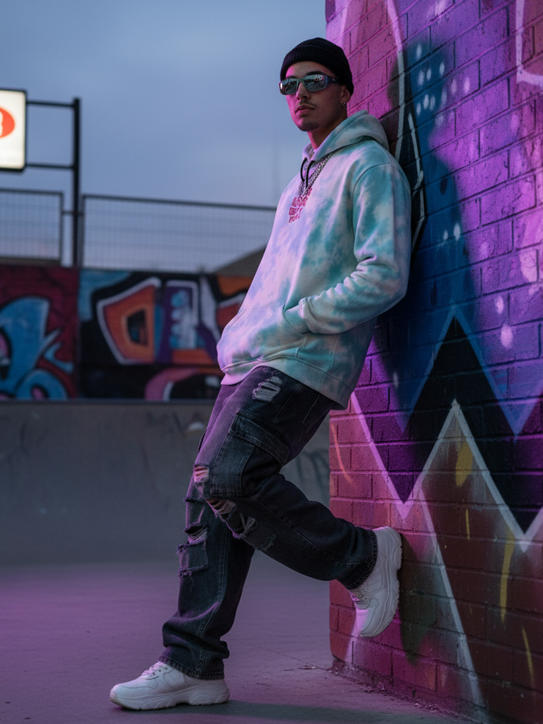 Sky Blue Love Kindness Gratitude Peace Tie-Dye Hoodie