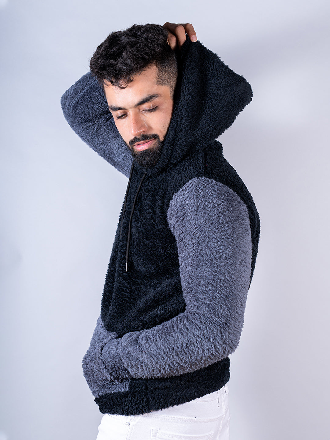 Blue and Grey  Sherpa Hoodie
