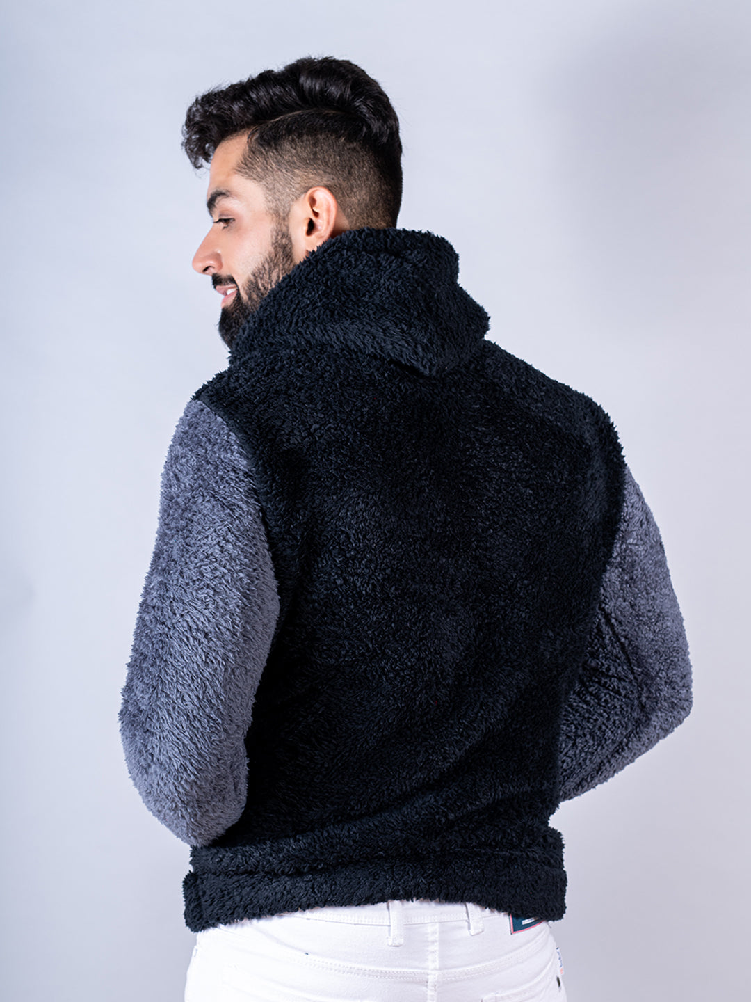 Blue and Grey  Sherpa Hoodie