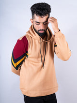 Beige Directional Print Hoodie