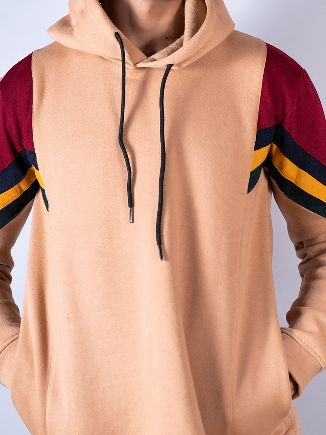 Beige Directional Print Hoodie