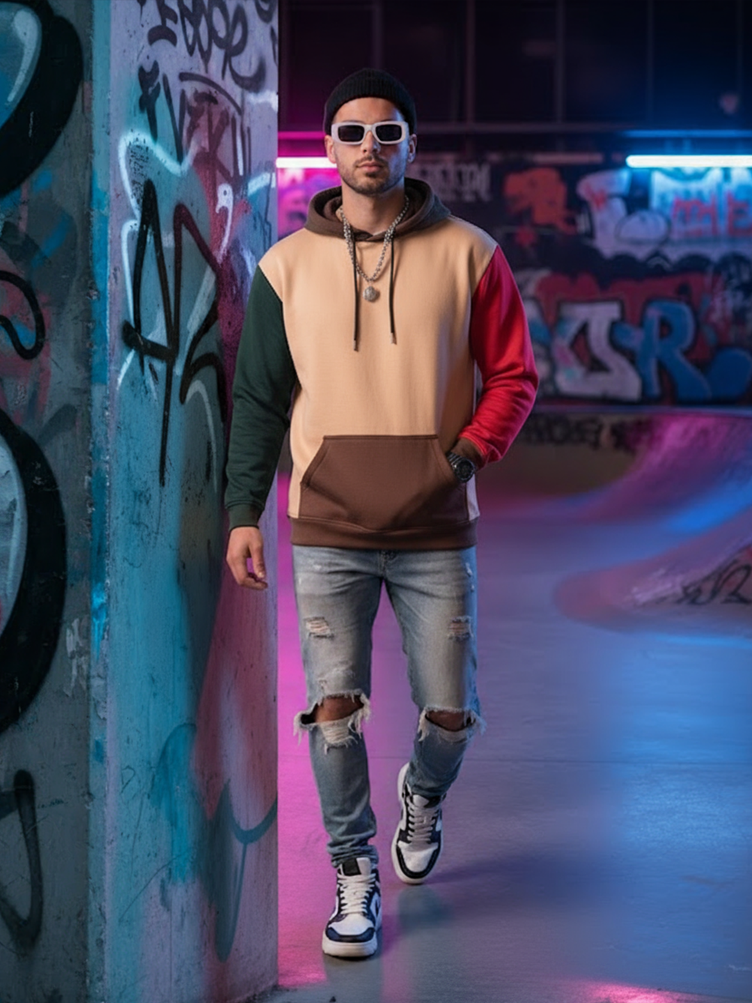 Multi color Block Hoodie