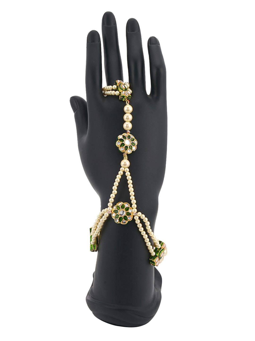 Traditional Kundan Meena Pearl Beaded Hathphool