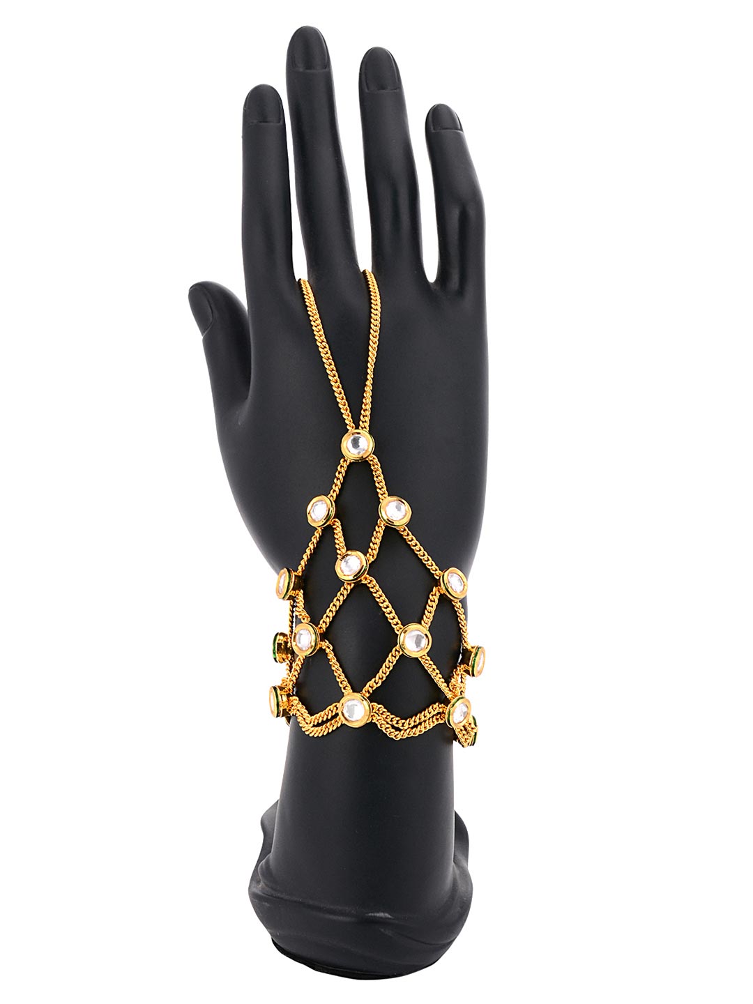 Buy Designer Kundan Meena Chains Haathphool Online | Tistabene