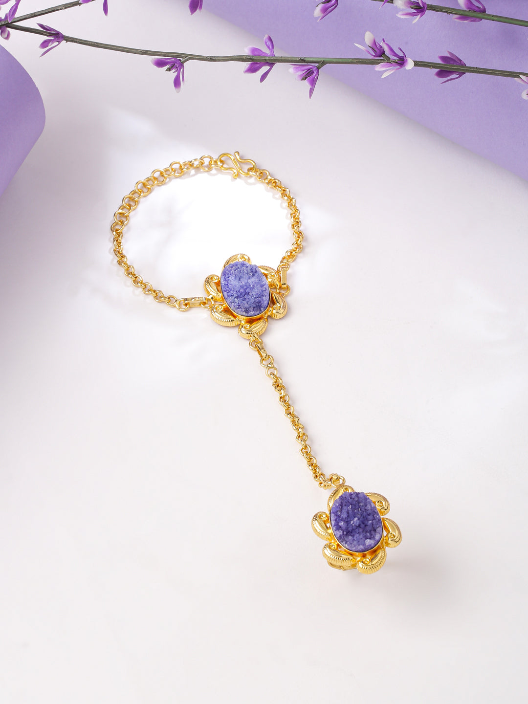 Blue Drusy and Chains Hathphool