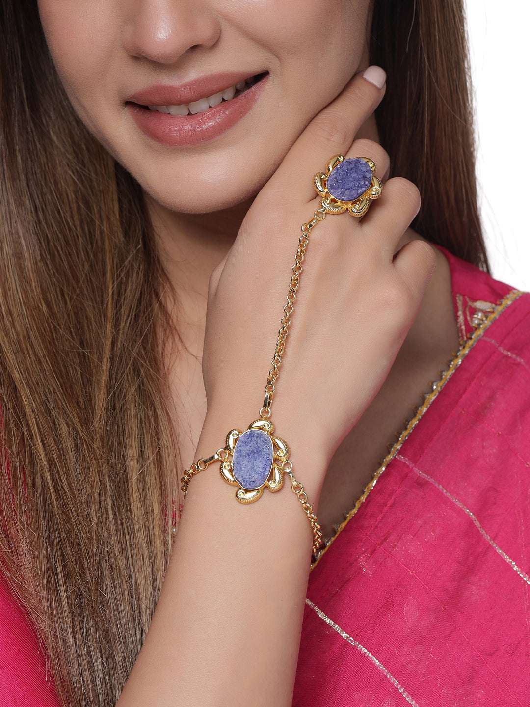 Blue Drusy and Chains Hathphool