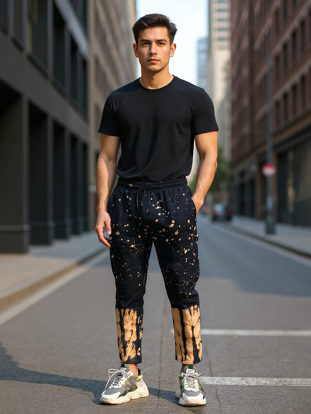 Dark Brown Spot Print Joggers
