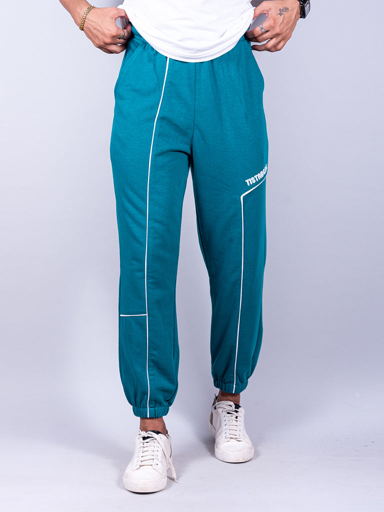 Teal Blue Tistabene Printed Cotton Joggers - Tistabene