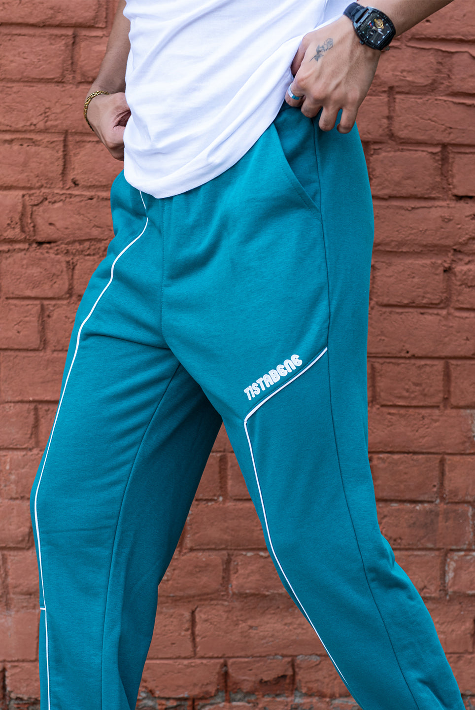 Teal Blue Cotton Joggers