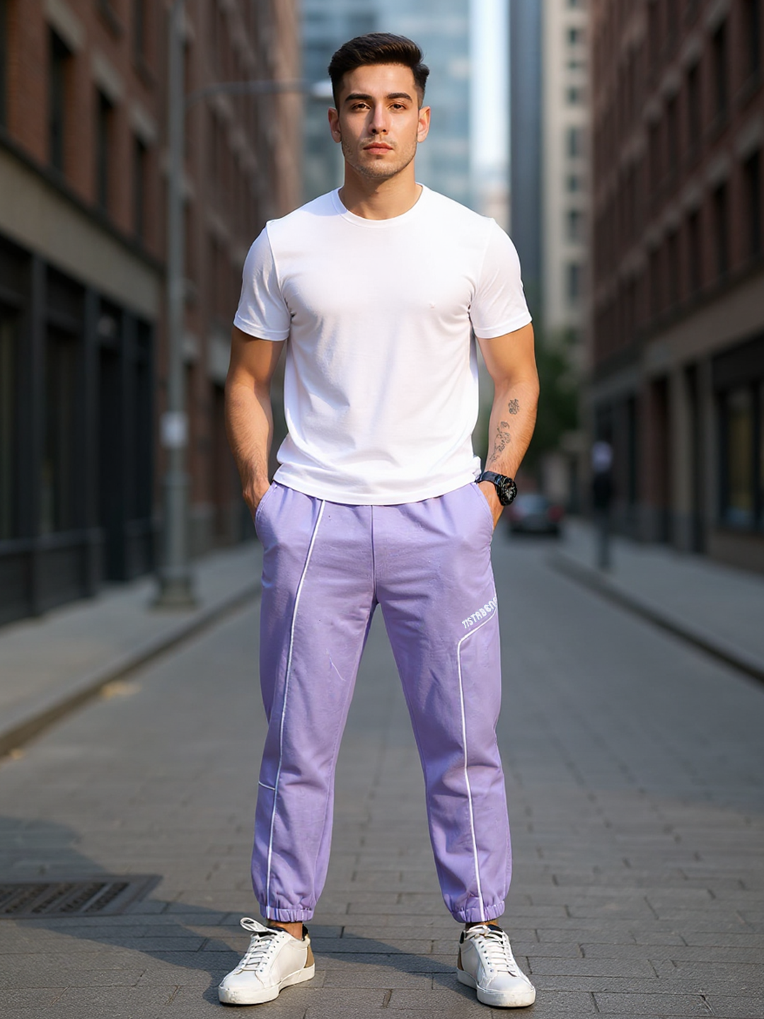 Lilac Tistabene Printed Cotton Joggers