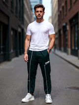 Bottle Green Tistabene Printed Cotton Joggers