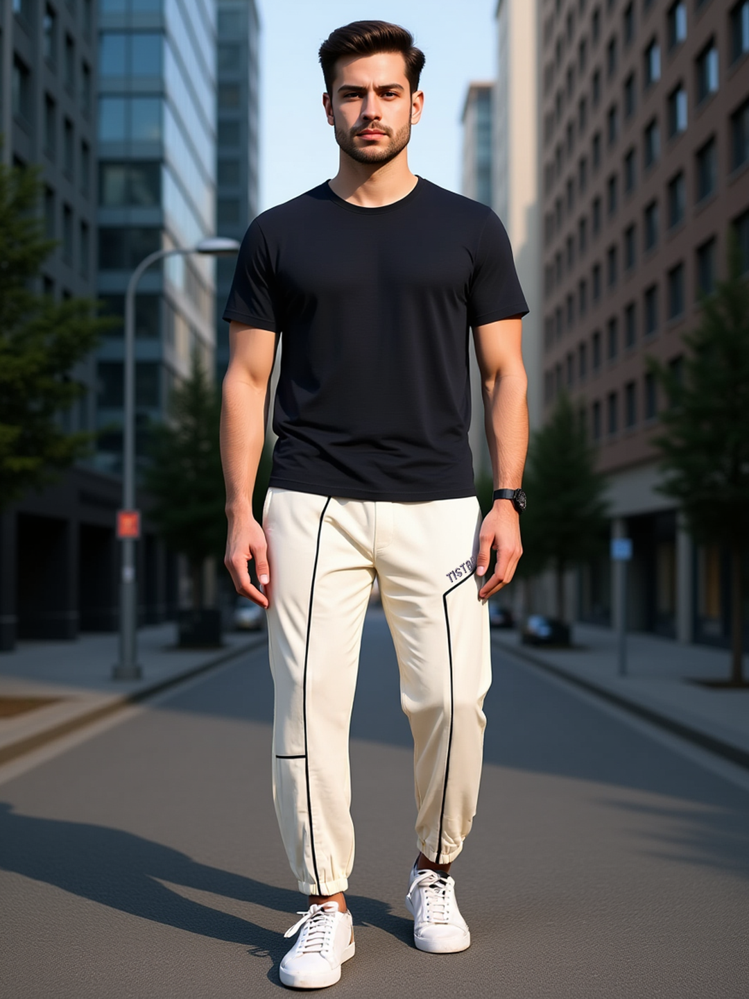 Pastel Yellow Tistabene Printed Cotton Joggers