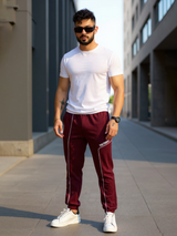Burgundy Tistabene Printed Cotton Joggers