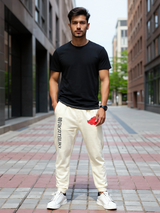 Cream Akatsuki Cloud Printed Cotton Joggers