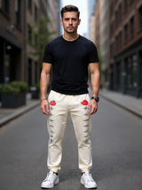 Cream Anime Akatsuki Cloud Printed Cotton Joggers