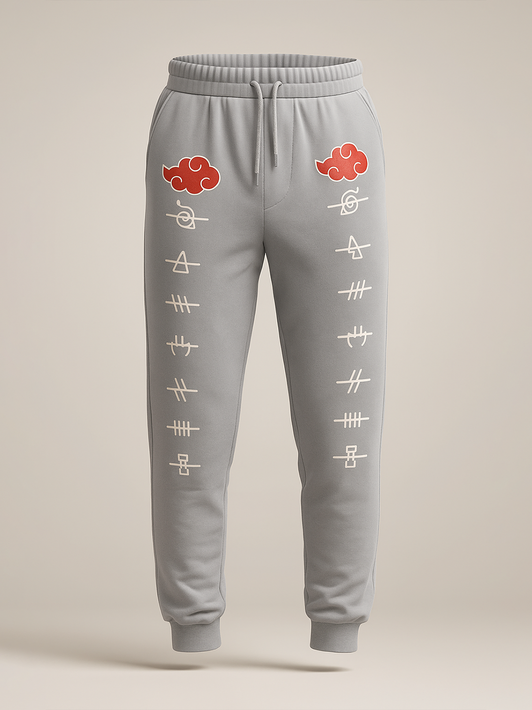 Grey Anime Akatsuki Cloud Printed Cotton Joggers
