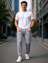 Grey Anime Akatsuki Cloud Printed Cotton Joggers